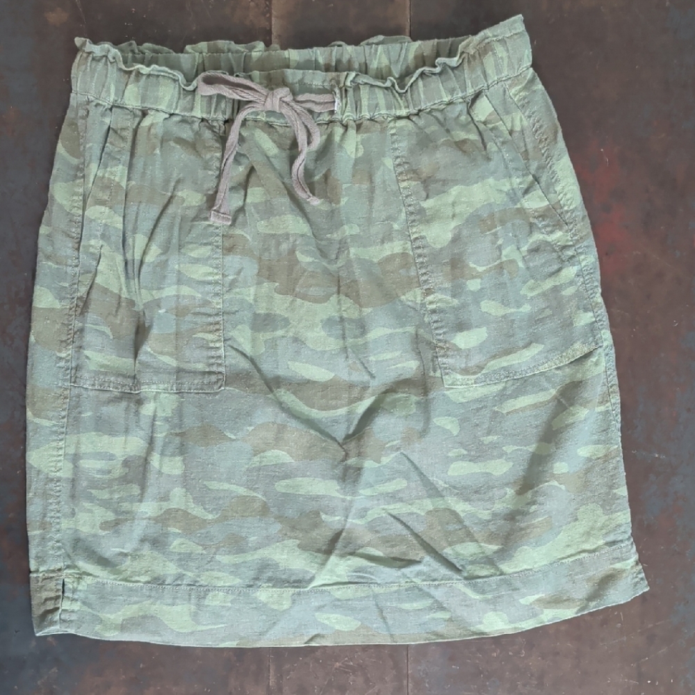 Caslon Olive Camouflage Mini Skirt